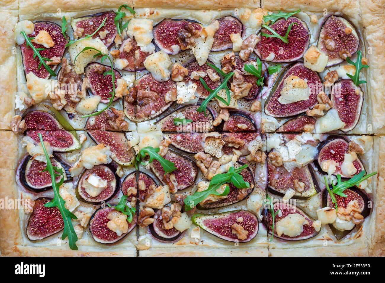 Homemade fig walnut and goats cheese tart Stock Photo Alamy