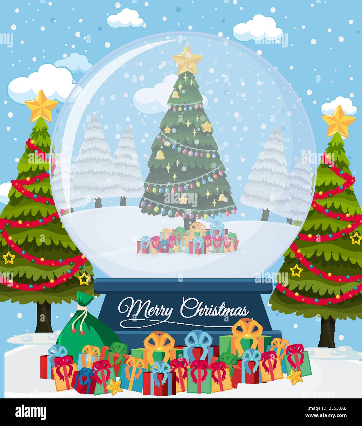 Merry Christmas crystal ball illustration Stock Vector Image & Art - Alamy