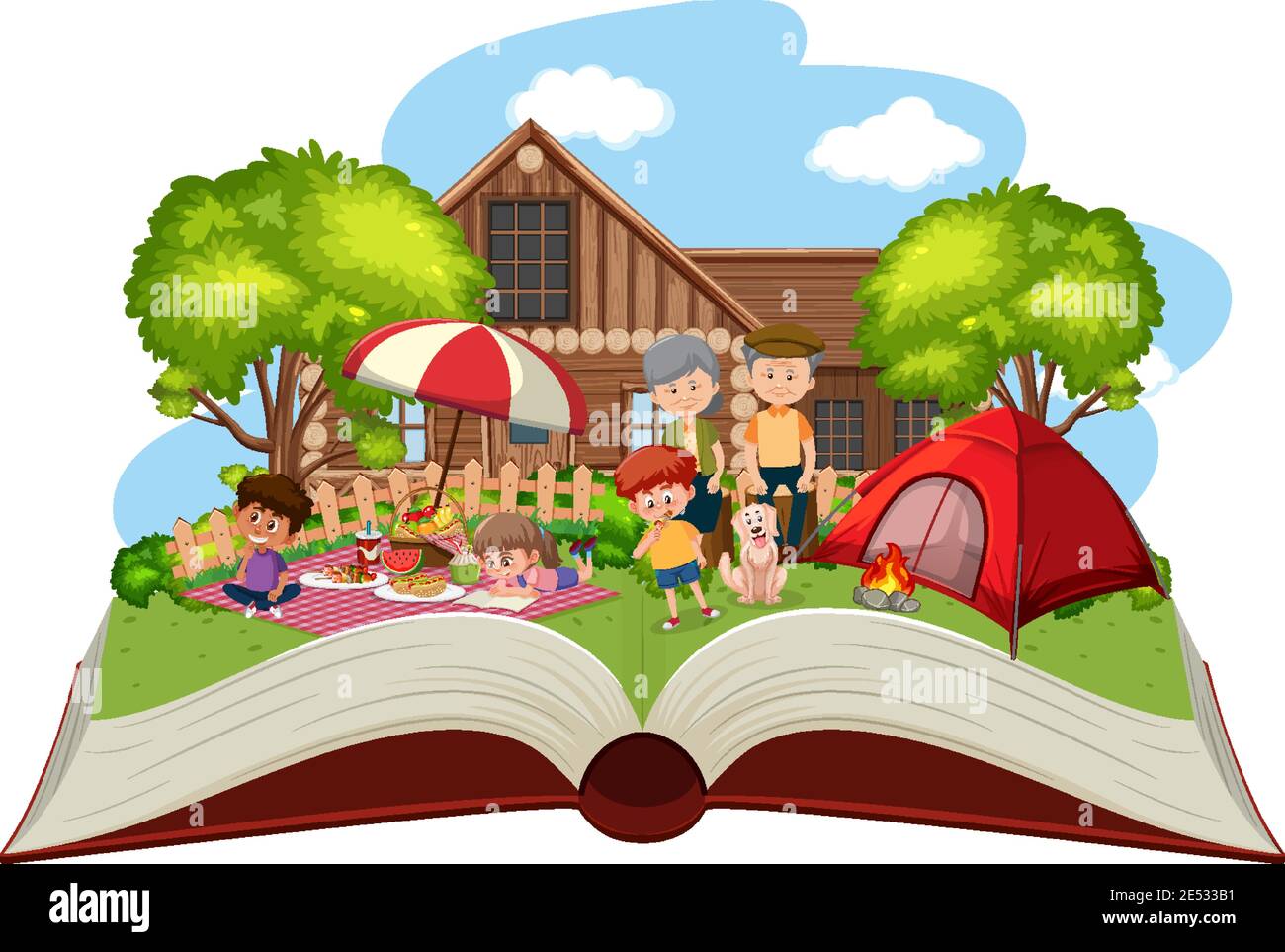 Happy family camping in the garden illustration Stock Vector Image ...