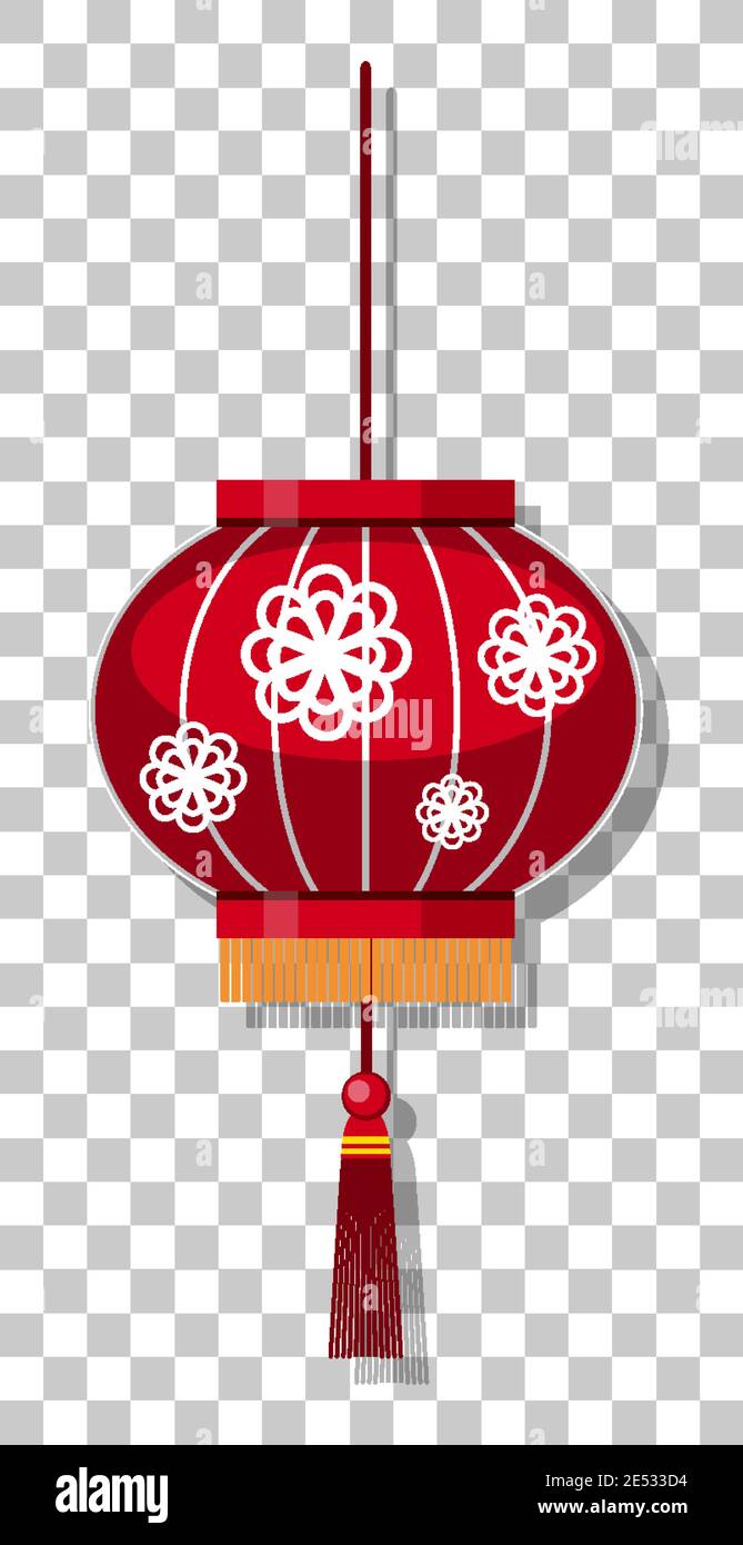 Chinese lantern hanging isolated on transparent background illustration Stock Vector