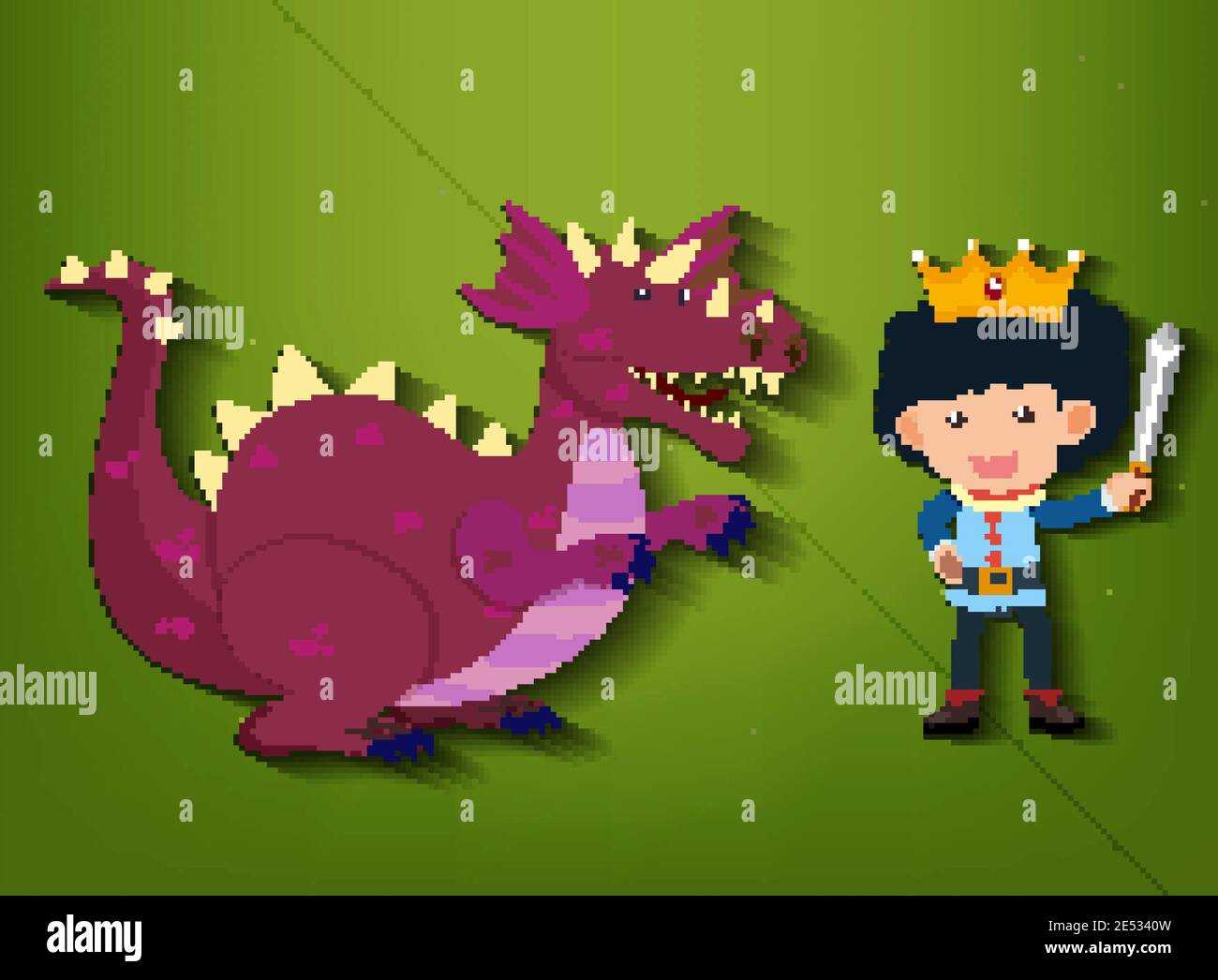 Little knight and dragon cartoon character illustration Stock Vector ...