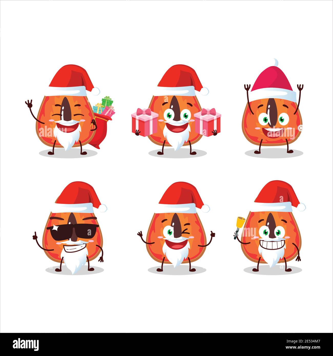 Santa Claus emoticons with slice of mamey cartoon character. Vector illustration Stock Vector