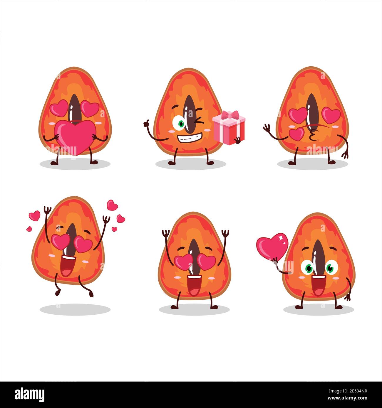 Slice of mamey cartoon character with love cute emoticon. Vector illustration Stock Vector