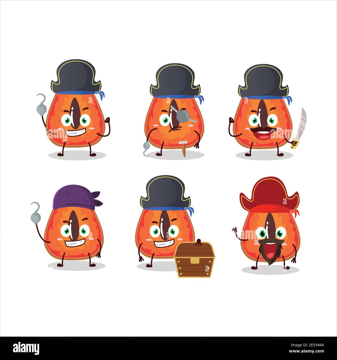 Cartoon character of slice of mamey with various pirates emoticons. Vector illustration Stock Vector