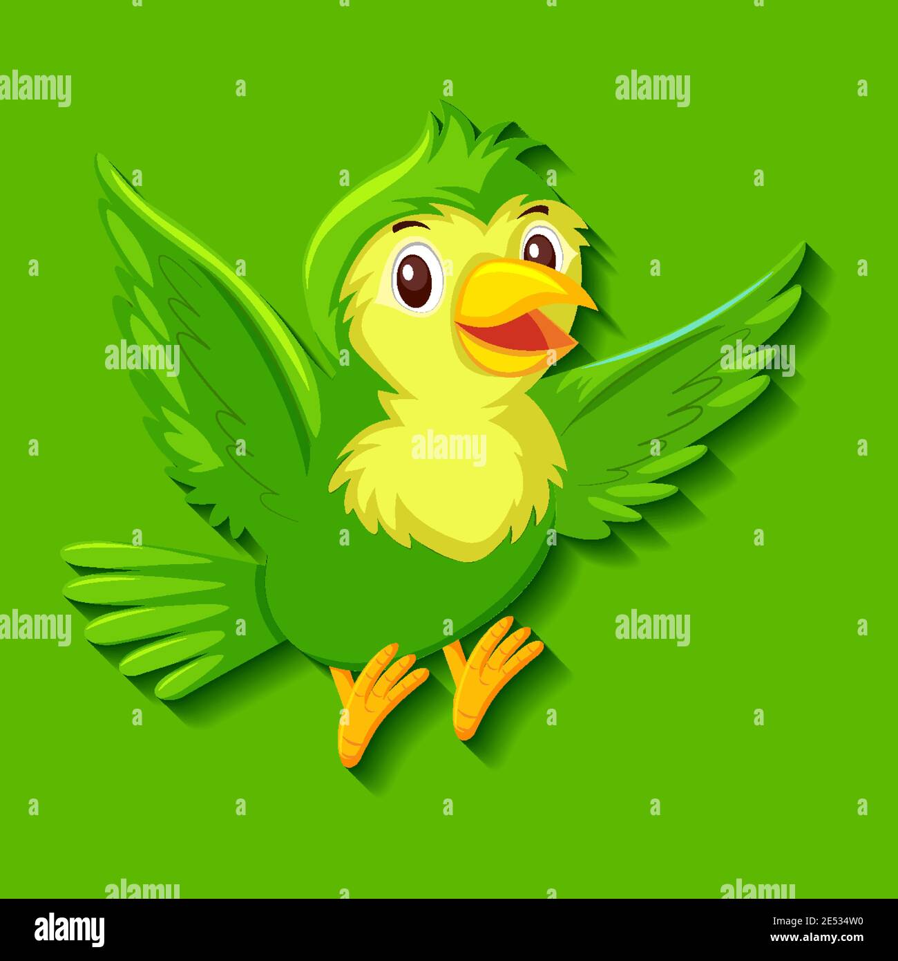 Cute green bird cartoon character illustration Stock Vector Image & Art