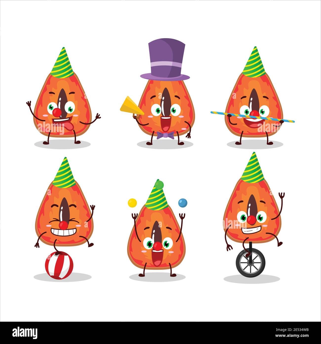 Cartoon character of slice of mamey with various circus shows. Vector illustration Stock Vector