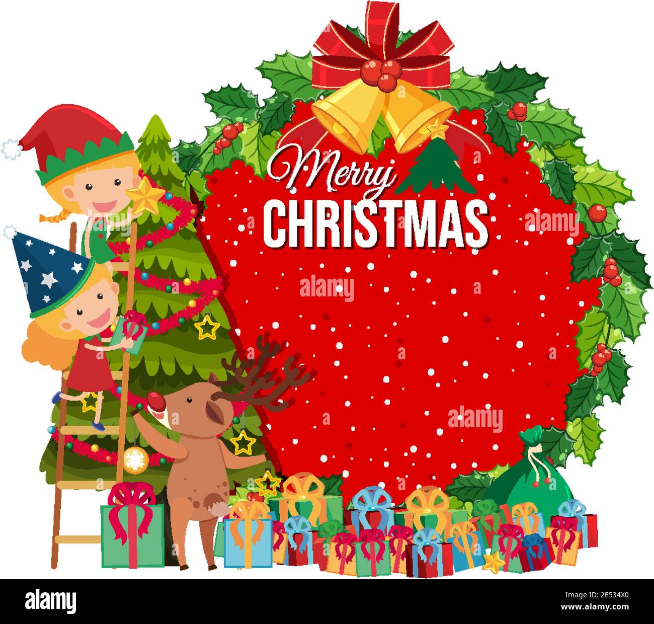Isolated Merry Christmas banner illustration Stock Vector Image & Art ...