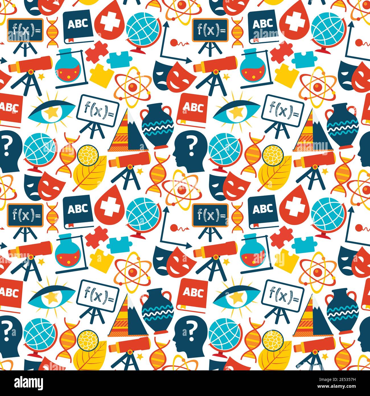 Education colored seamless pattern with science areas symbols vector ...