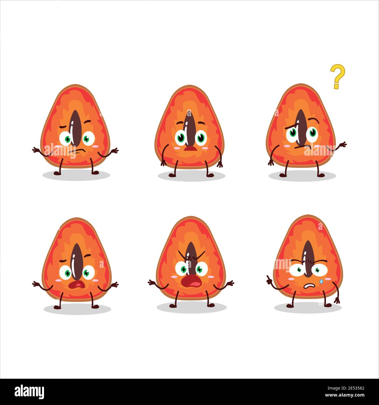 Cartoon character of slice of mamey with what expression. Vector illustration Stock Vector