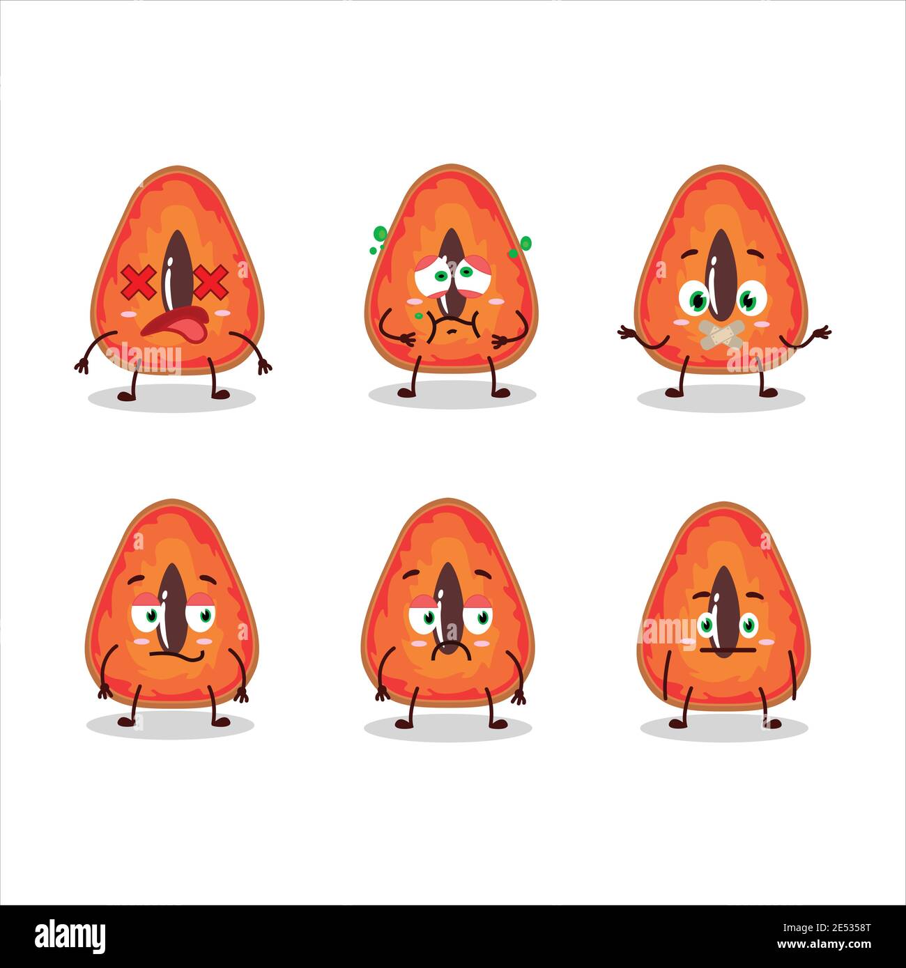 Slice of mamey cartoon character with nope expression. Vector illustration Stock Vector