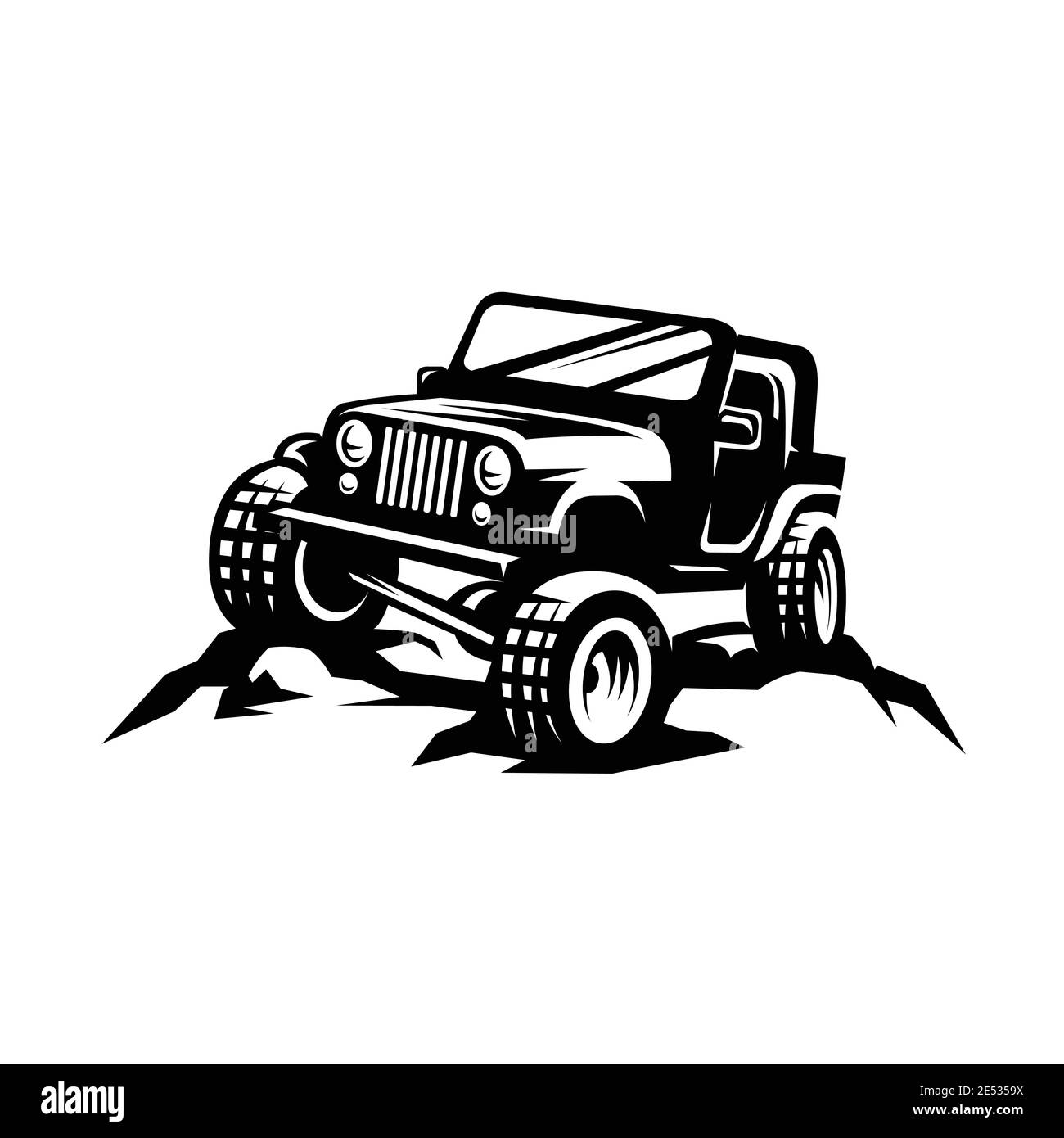 Isolated adventure car in action vector isolated white background Stock Vector