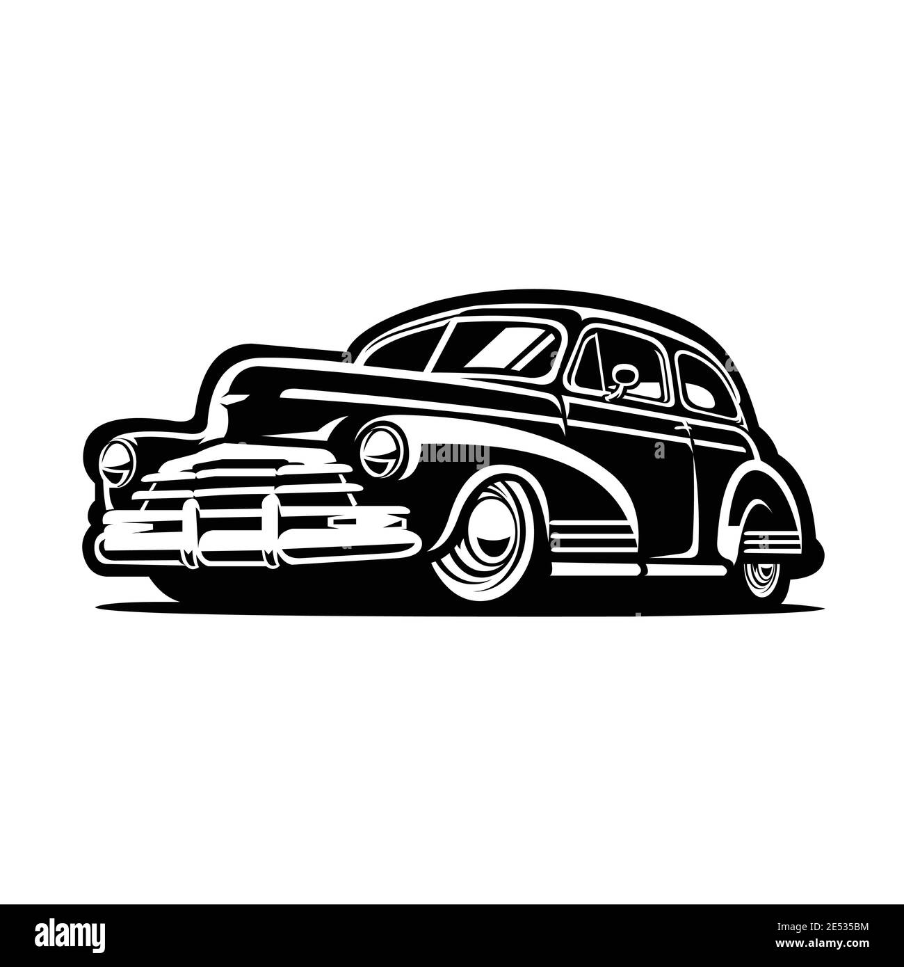 Silhouette of vintage classic retro car vector isolated Stock
