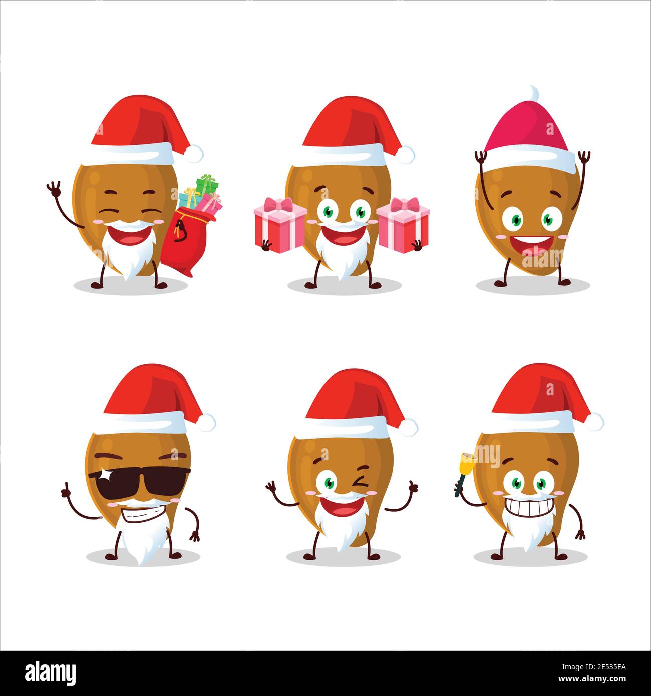 Santa Claus emoticons with zapote cartoon character. Vector illustration Stock Vector