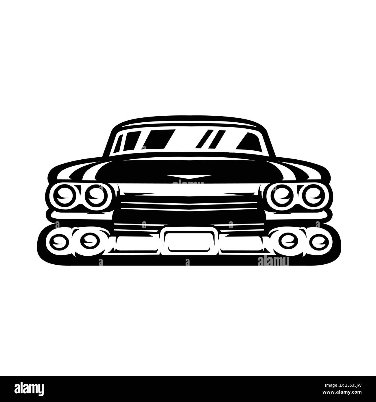 Silhouette of retro classic car front view vector illustration isolated ...