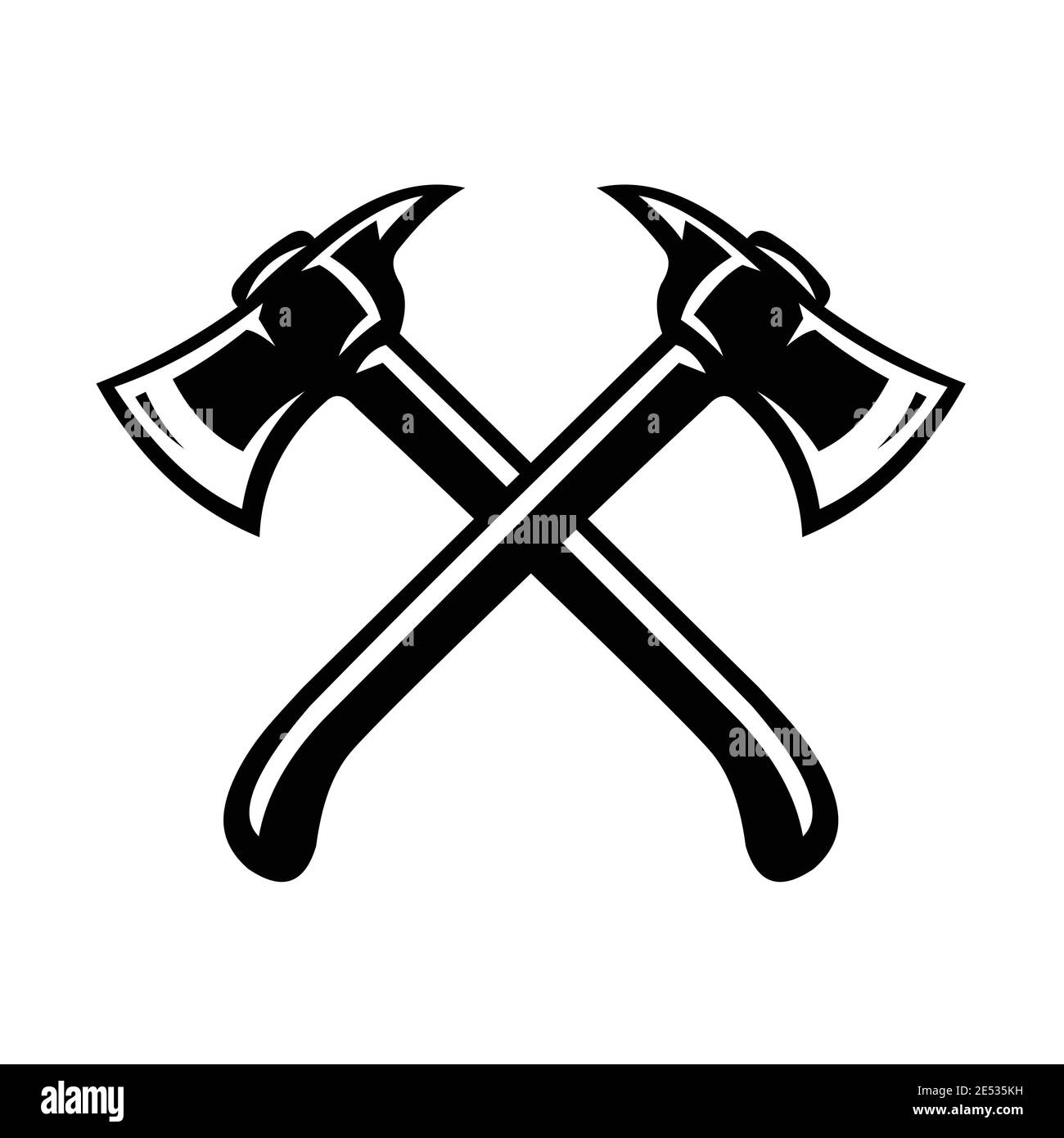 Monochrome crossing axes vector isolated illustration Stock Vector