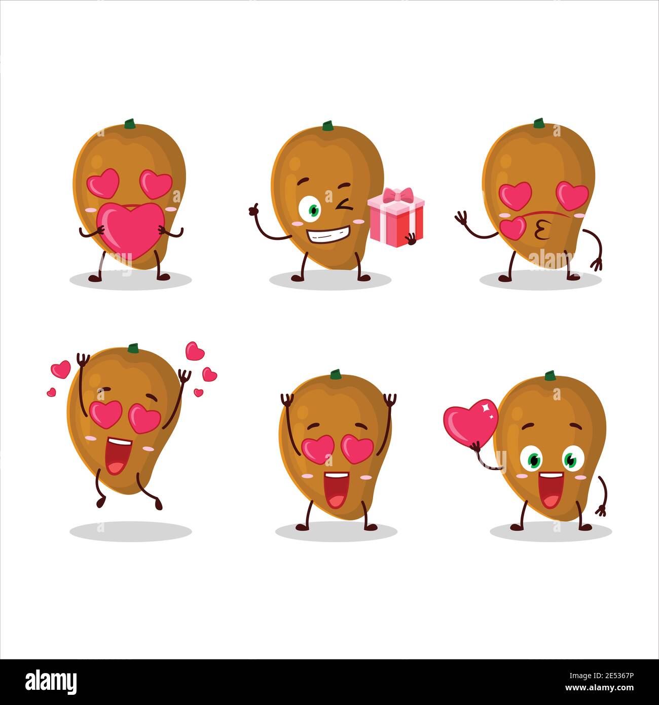 Zapote cartoon character with love cute emoticon. Vector illustration Stock Vector