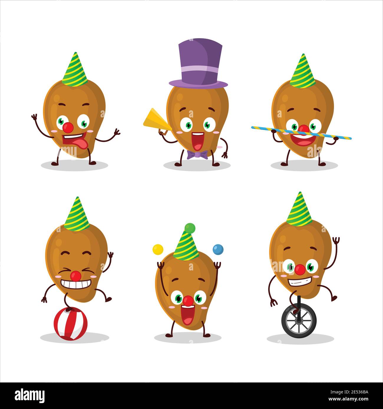 Cartoon character of zapote with various circus shows. Vector illustration Stock Vector