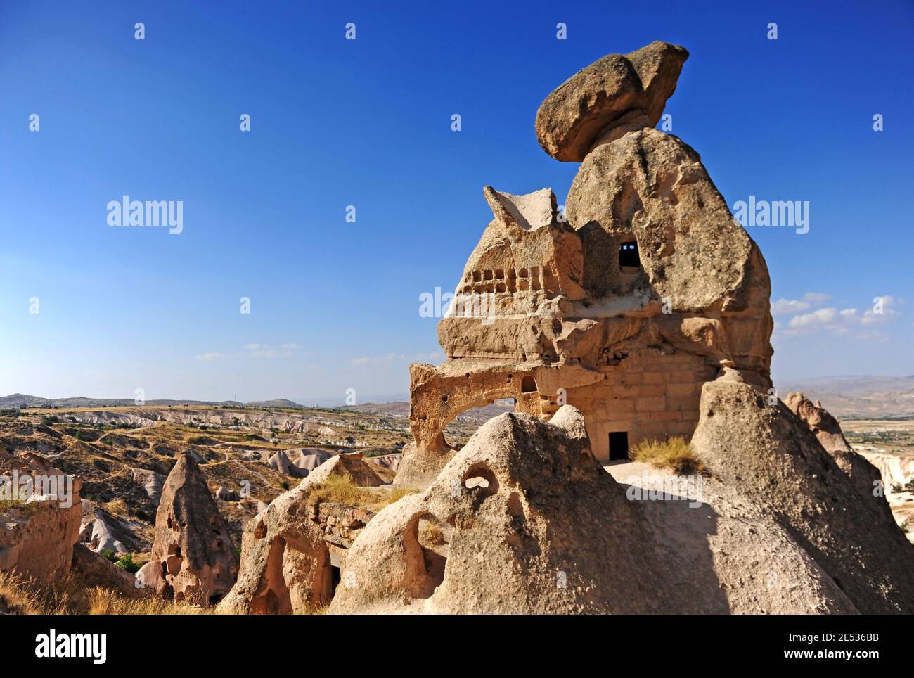 scenic rock formations in the valley of Cappadocia, Turkey Stock Photo