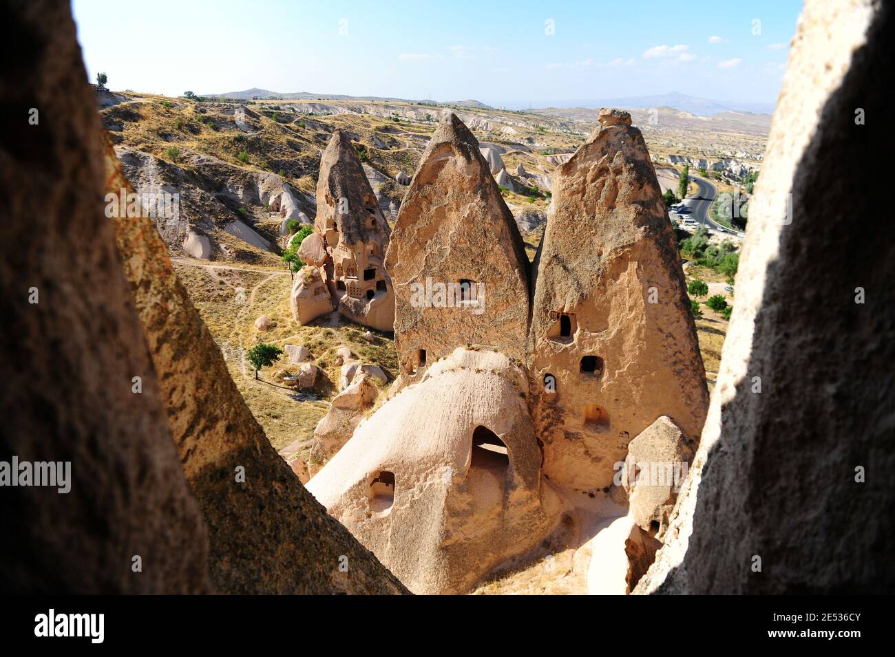 amazing rock formations in Cappadocia valley, Turkey Stock Photo