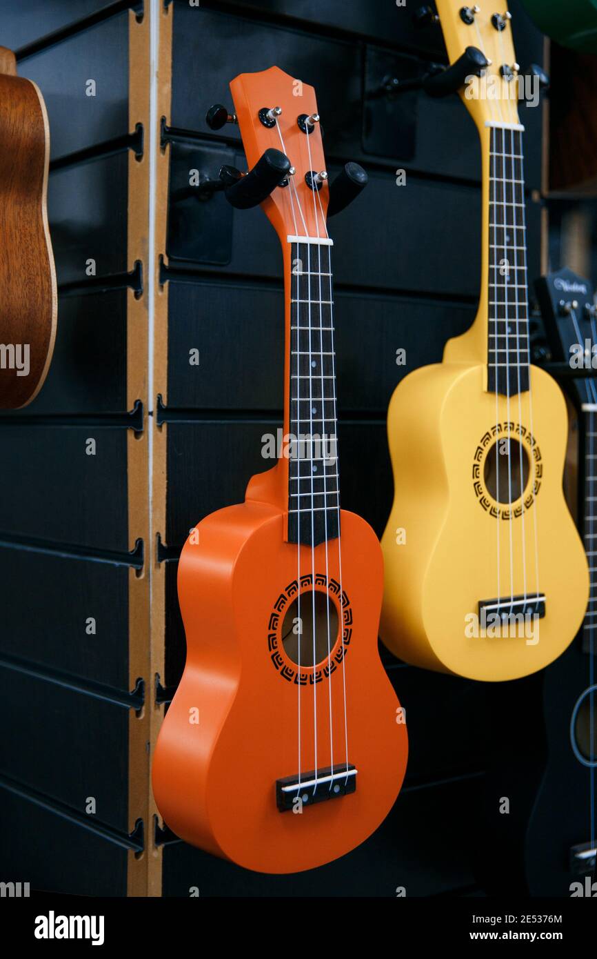 Zaporozhye, Ukraine March 14 2020 :Ukulele Guitar with four strings For  Sell In The Market Stock Photo - Alamy