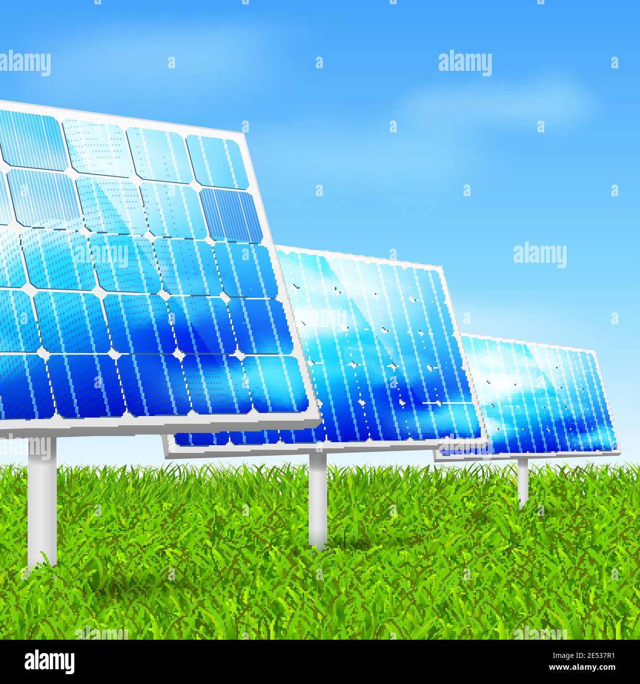 Eco energy concept solar panels in grass vector illustration Stock ...