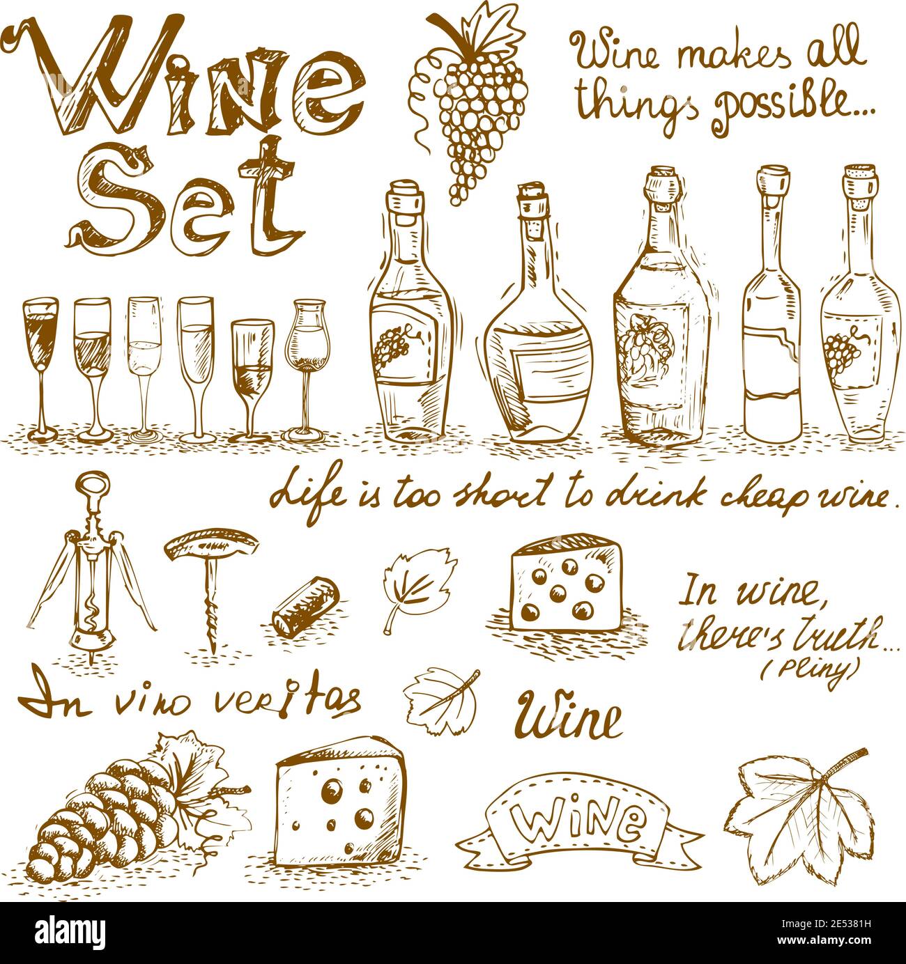 Set of wine elements for design vector illustration Stock Vector Image ...
