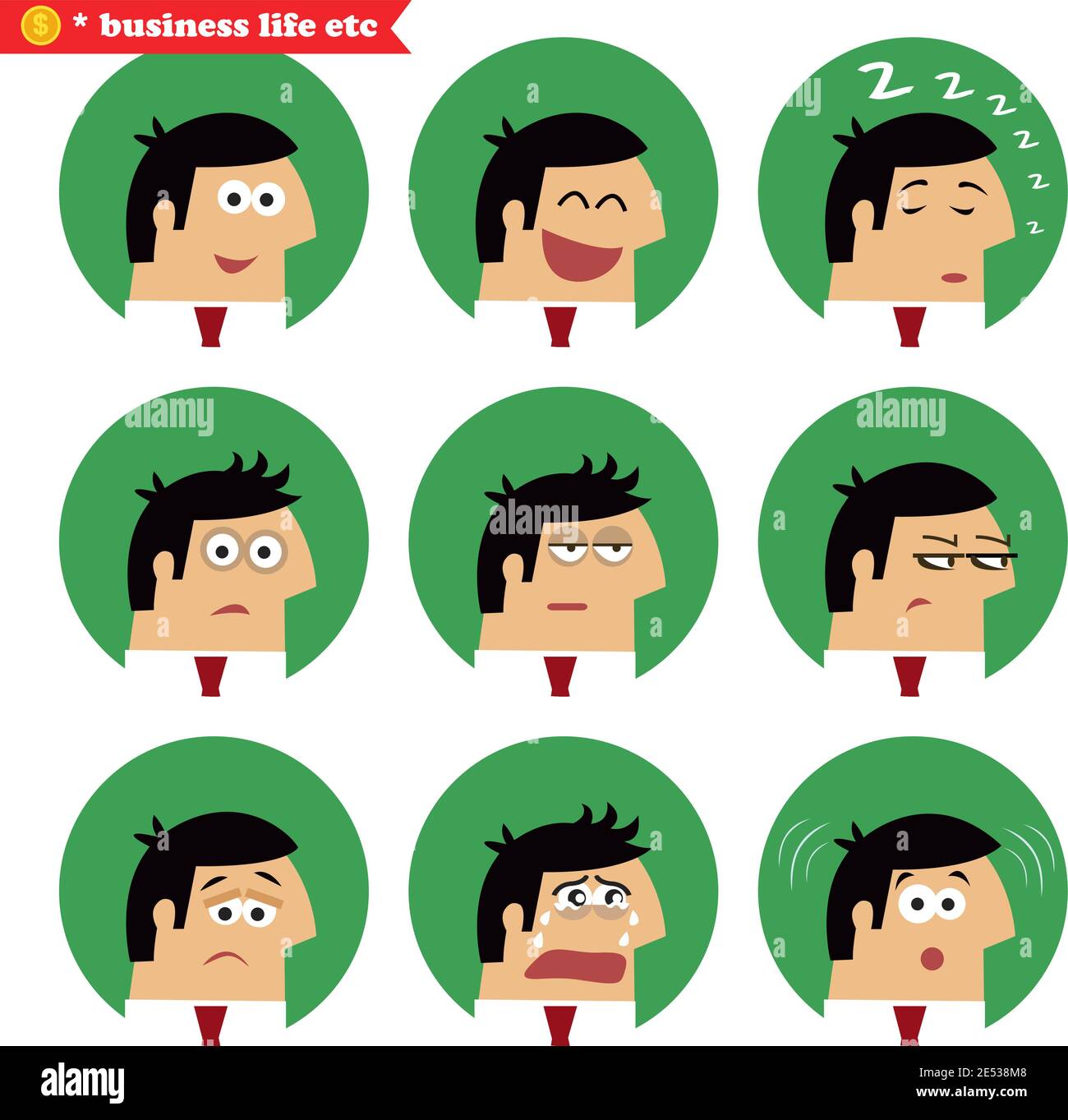 Business facial emotions, isolated icons set vector illustration Stock ...