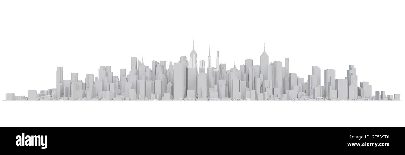 City Center on white background. 3d rendering Stock Photo