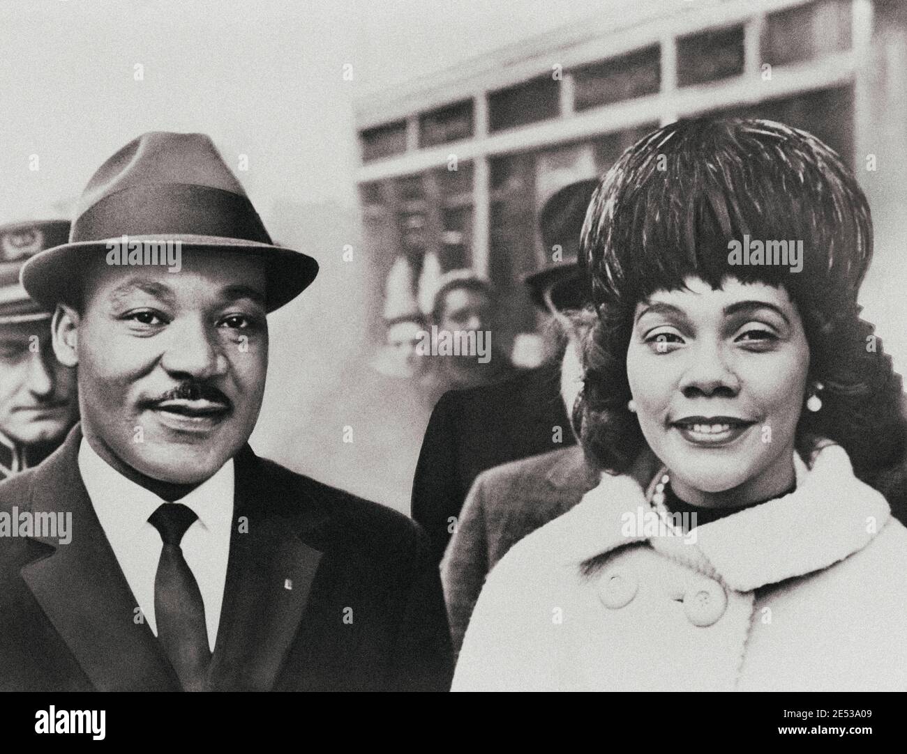 Dr. Martin Luther King Jr. with his wife Coretta Scott King, head-and-shoulders portrait, facing front. USA. 1964 Stock Photo