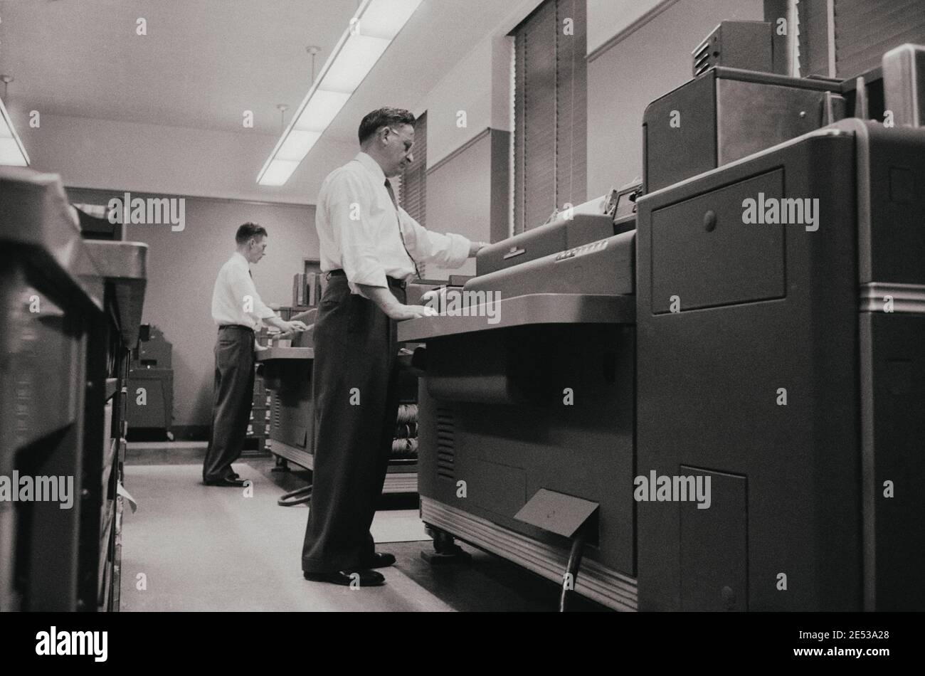 Archival photo of Federal Reserve System; office workers. USA. February 8, 1957 Stock Photo