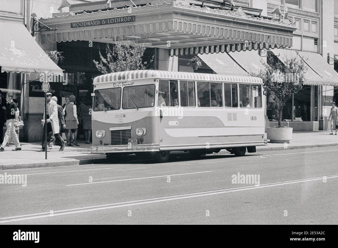 Mini-Bus in Downtown of Washington D.C. USA. May 6, 1969 Stock Photo
