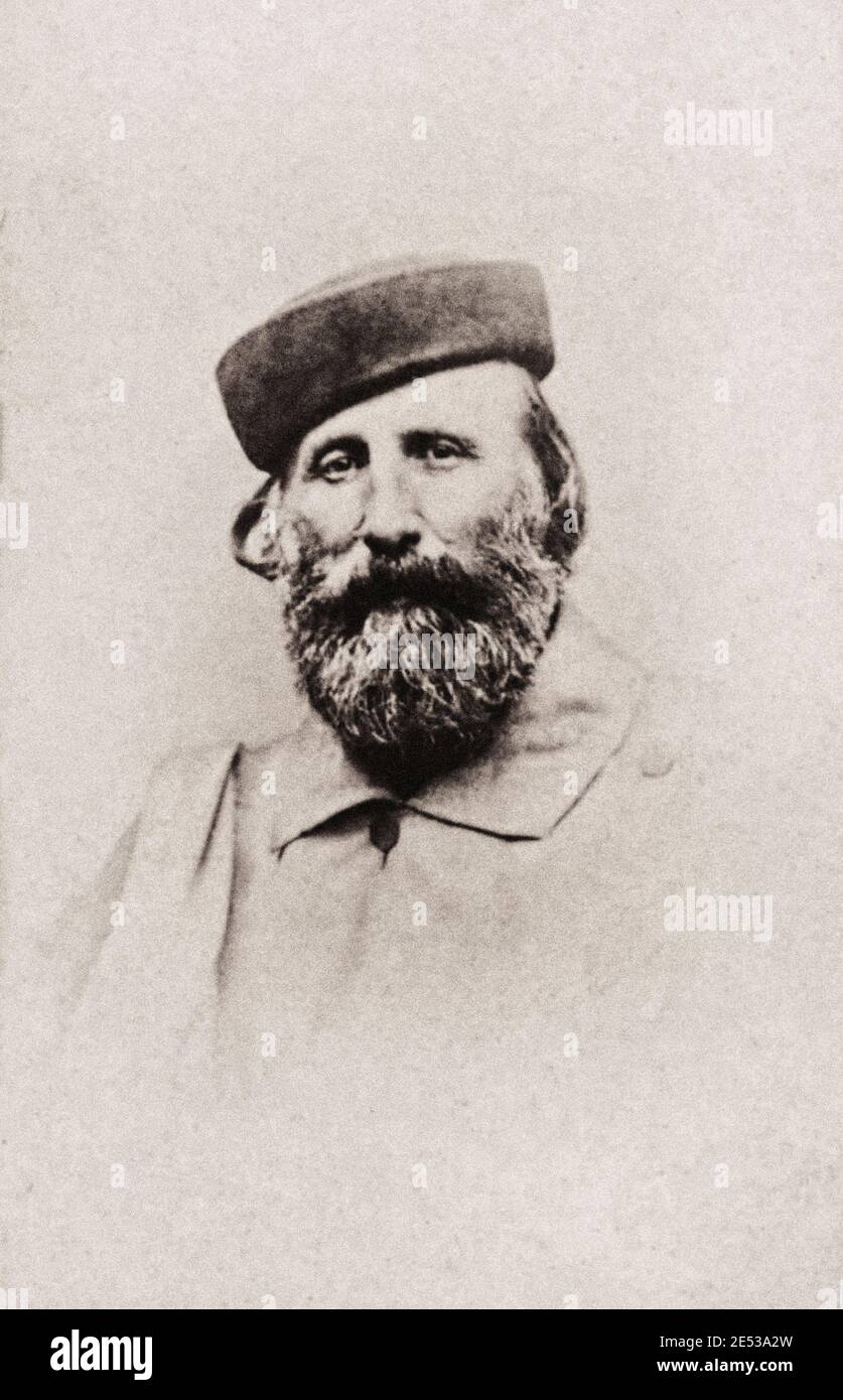 Vintage archival photo of Giuseppe Garibaldi. Giuseppe Maria Garibaldi (1807 – 1882) was an Italian general, patriot and republican. He contributed to Stock Photo