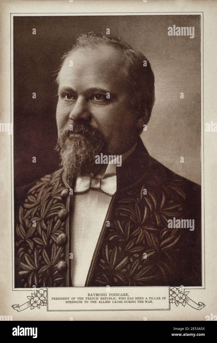 Raymond Nicolas Landry Poincare (1860 – 1934) was a French statesman who served three times as 58th Prime Minister of France, and as President of Fran Stock Photo