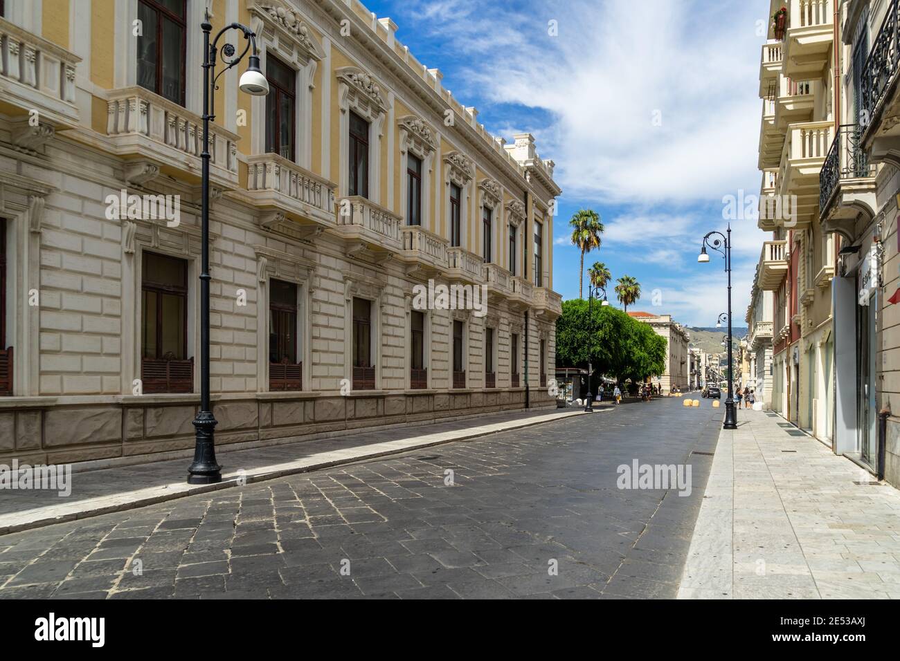 Main pedestrian and shopping street (Corso Garibaldi) in Reggio Calabria city centre, Italy Stock Photo