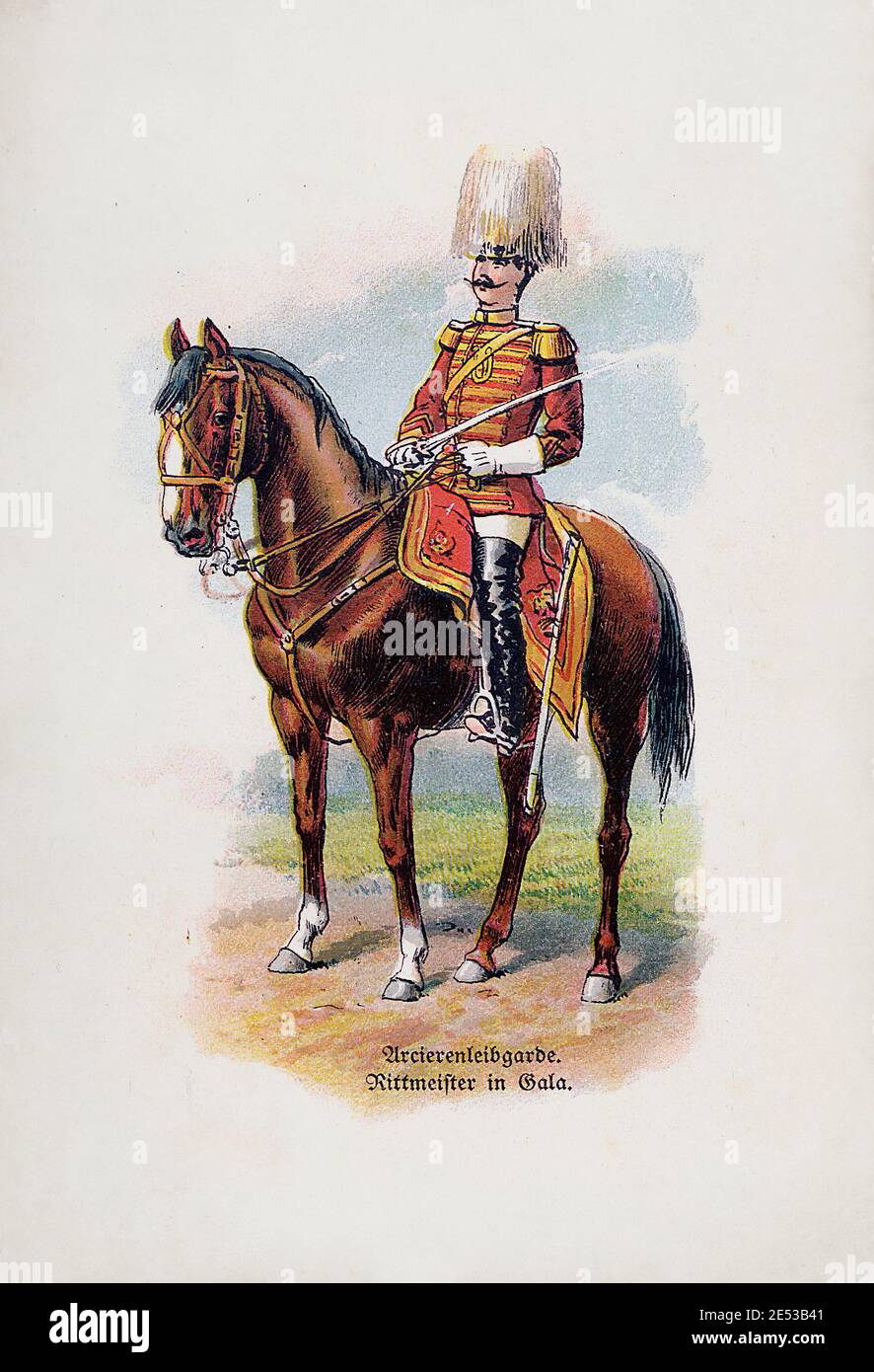 Austro-Hungarian Armee (Imperial and Royal Armed Forces). Arcieren-Leibgarde. Rittmeister (military rank of cavalry officer) in gala uniform. Austro-H Stock Photo