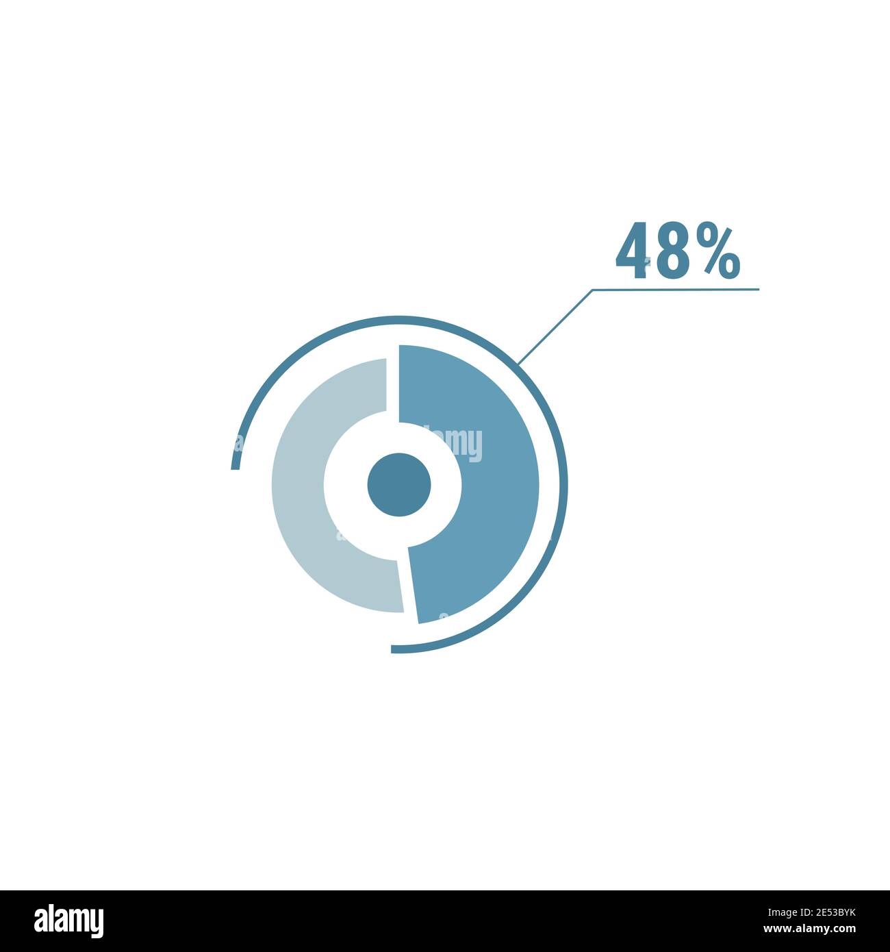 Circle diagram forty eight percent pie chart 48. Circle percentage vector diagram. Flat vector illustration for web UI design, blue on white backgroun Stock Vector