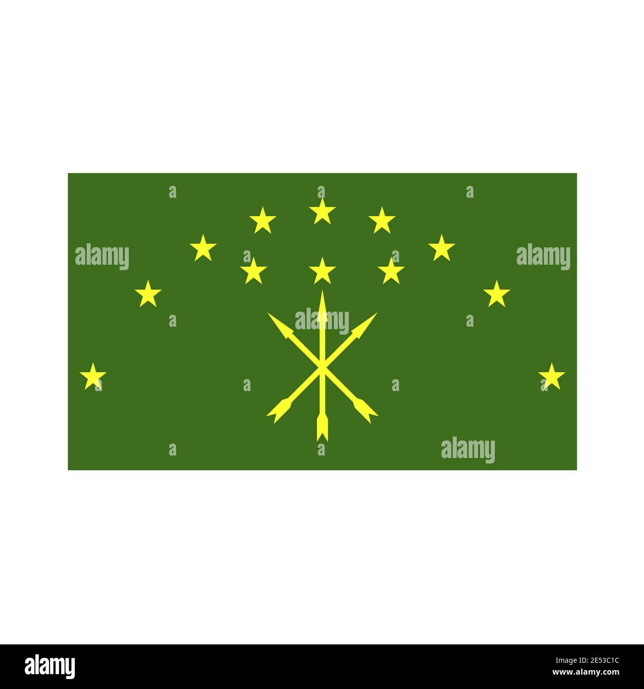 Flag of Adigea. High detailed and accurate dimensions. Flat and solid color vector illustration. Stock Vector