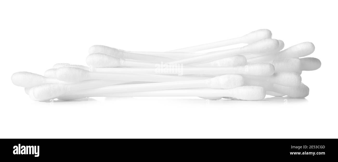 Cotton ear buds isolated on white background Stock Photo Alamy