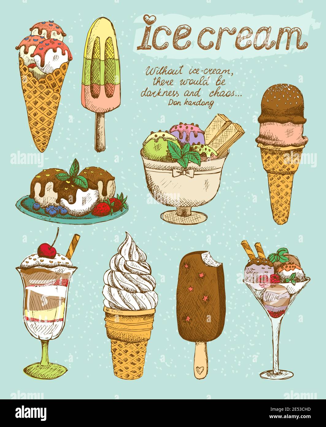 Tasty sweet ice cream set vector illustration Stock Vector Image & Art ...
