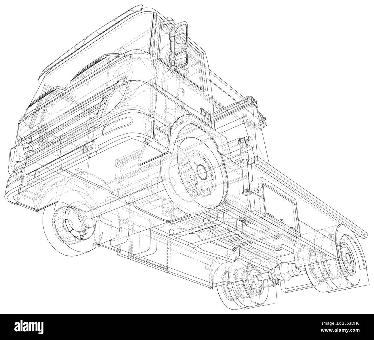 Truck vector Illustration. The layers of visible and invisible lines ...