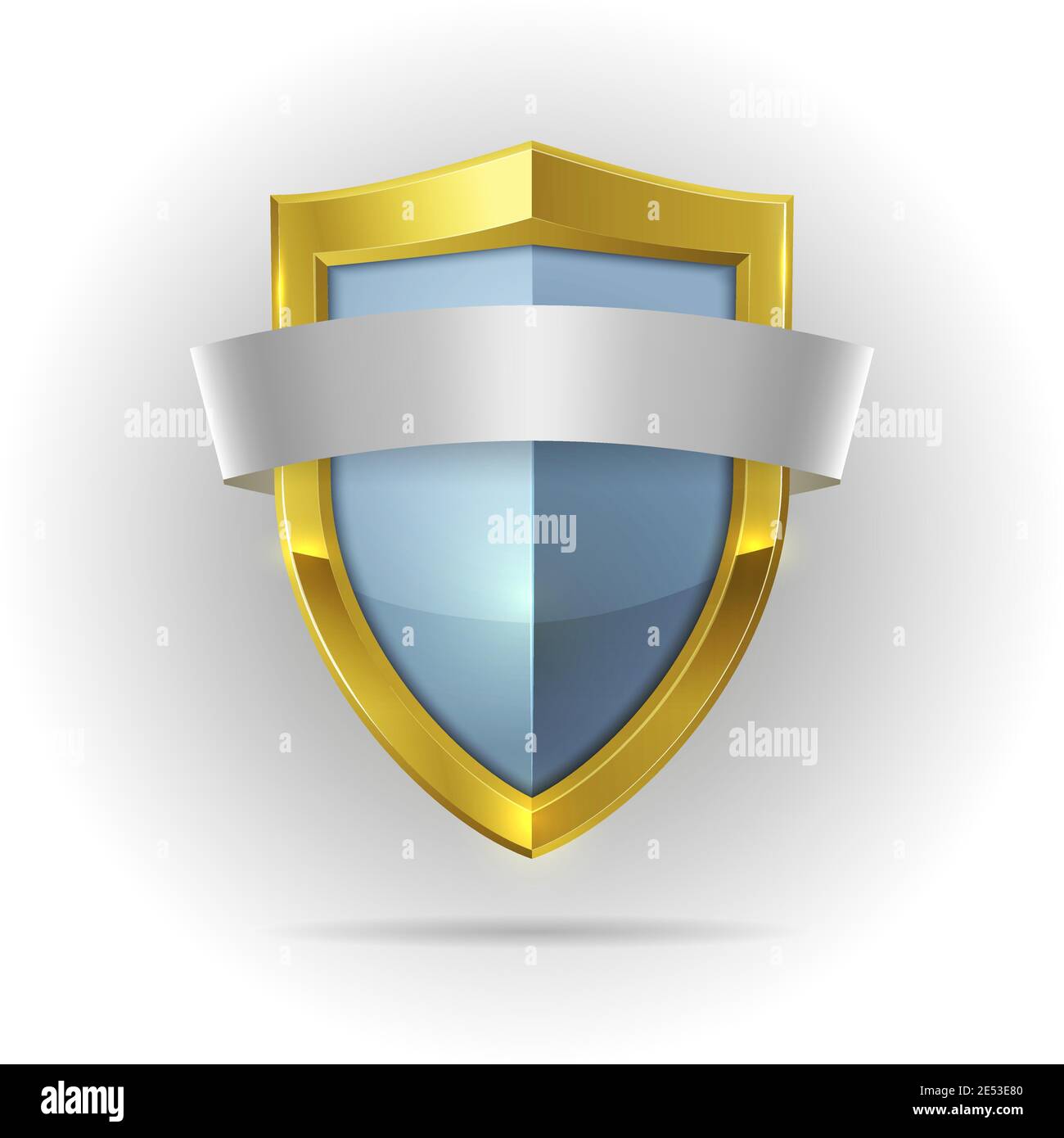 Guard shield with blank ribbon emblem isolated vector illustration