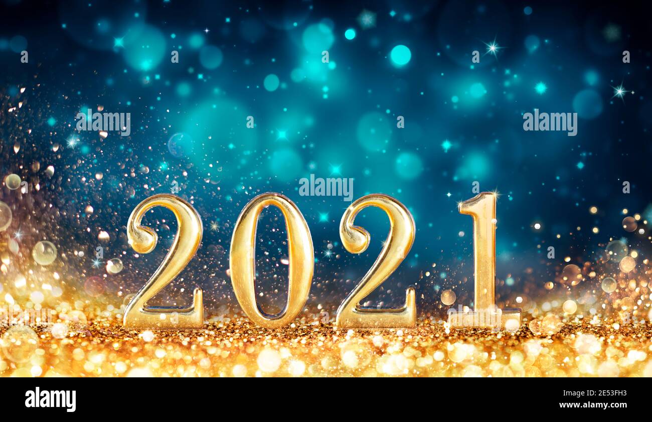 Abstract Card With Colors Trend Happy New Years 2021 Metal Number