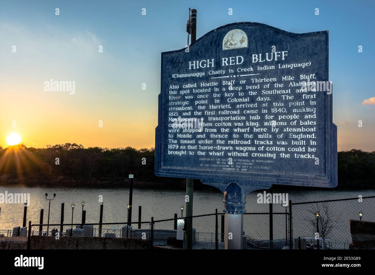 Montgomery, Alabama, USA March 18, 2017 Historic marker in Riverside