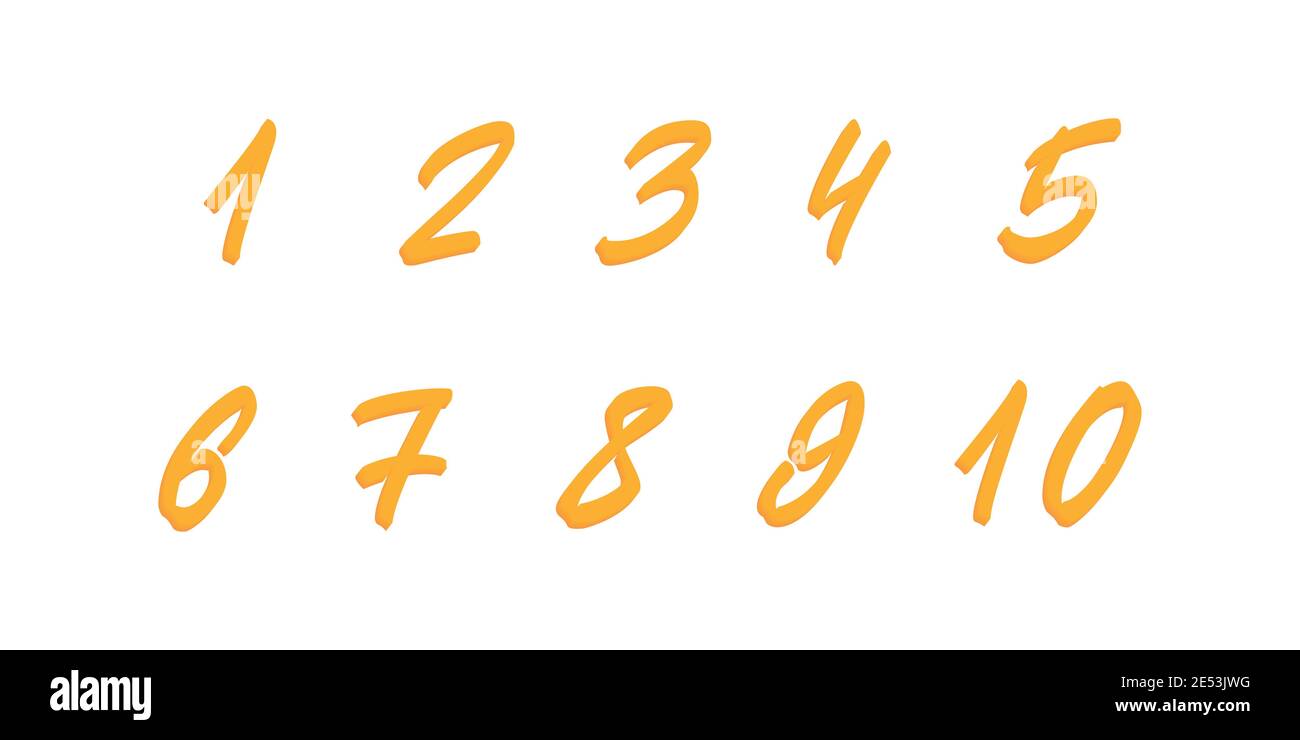 Hand drawn numbers set. Vector brush lettering numbers Stock Vector