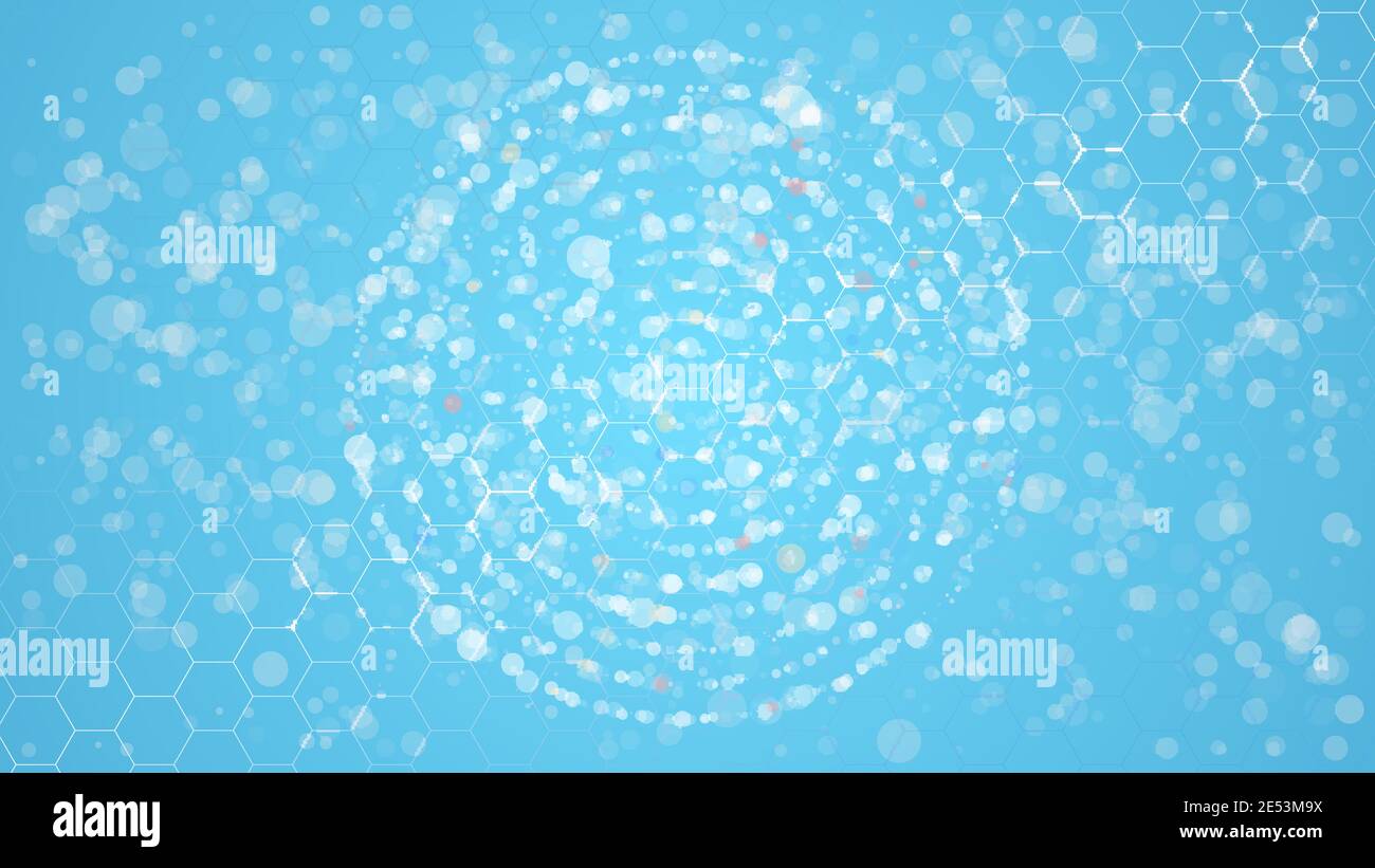 Blue medical background with honeycomb structure and lights, vector. Stock Vector