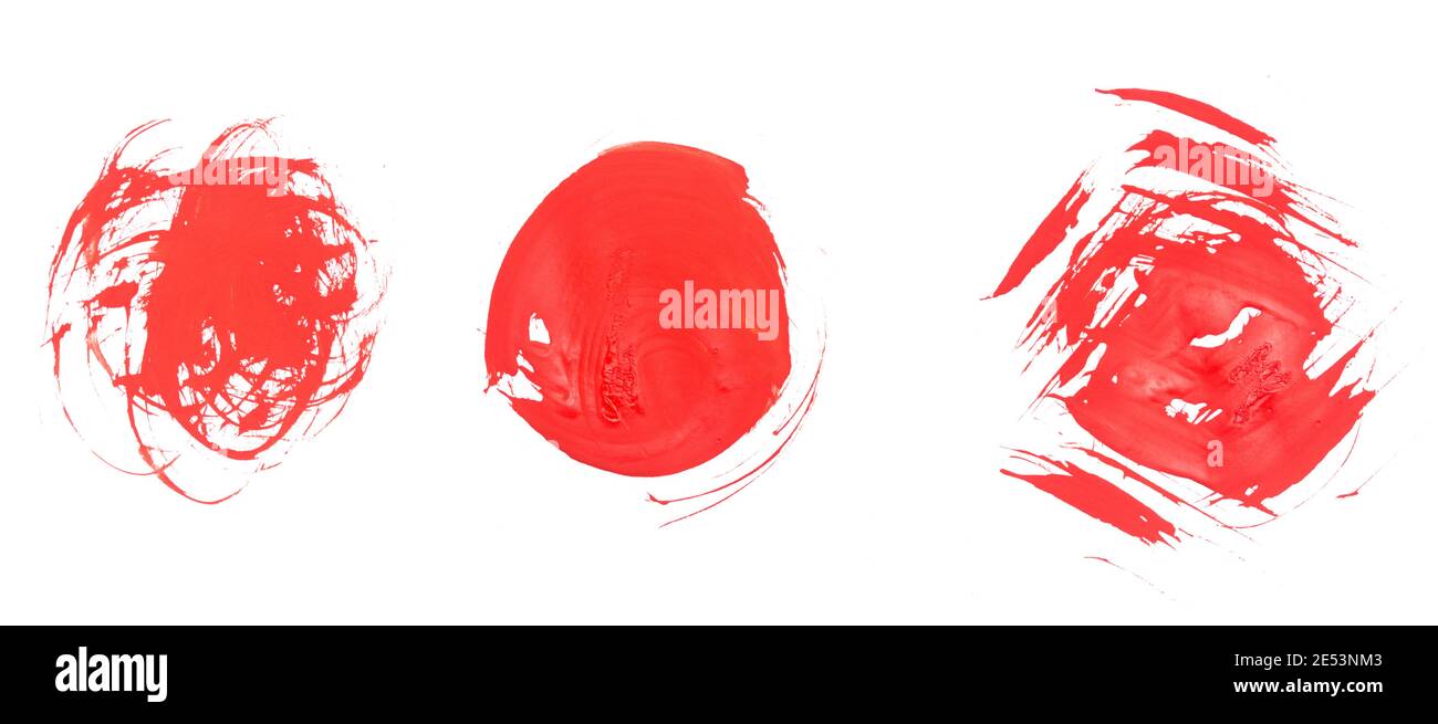 Red watercolor circles isolated on white Stock Photo