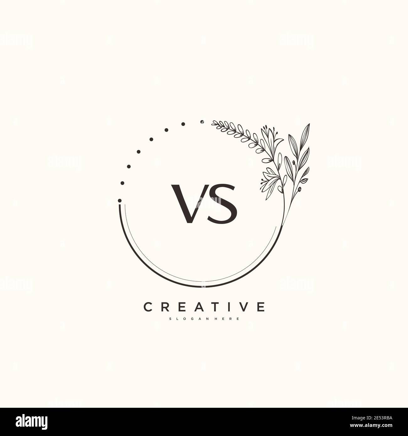 VS Beauty vector initial logo art, handwriting logo of initial signature, wedding, fashion, jewerly, boutique, floral and botanical with creative temp Stock Vector