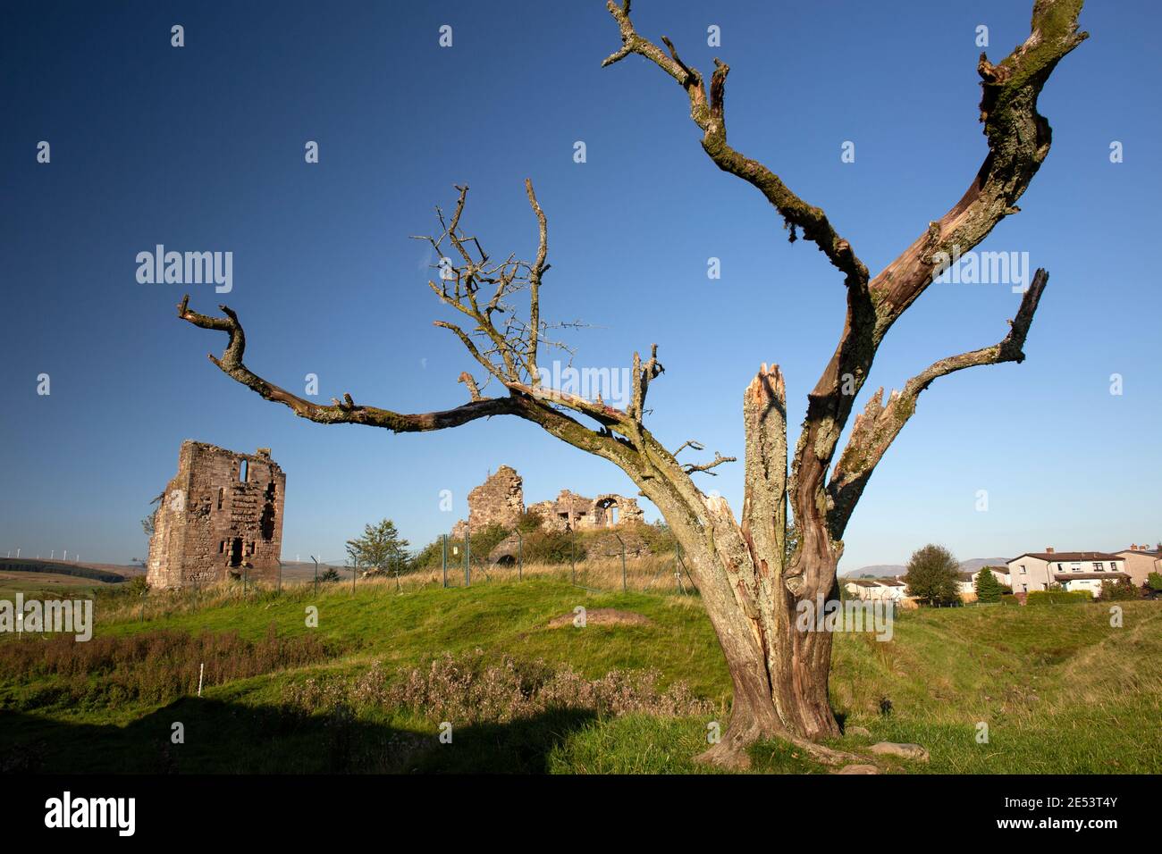 The remains of the medieval castle of Sanquhar, home of the Crichton family, in upper Nithsdale Scotland Stock Photo