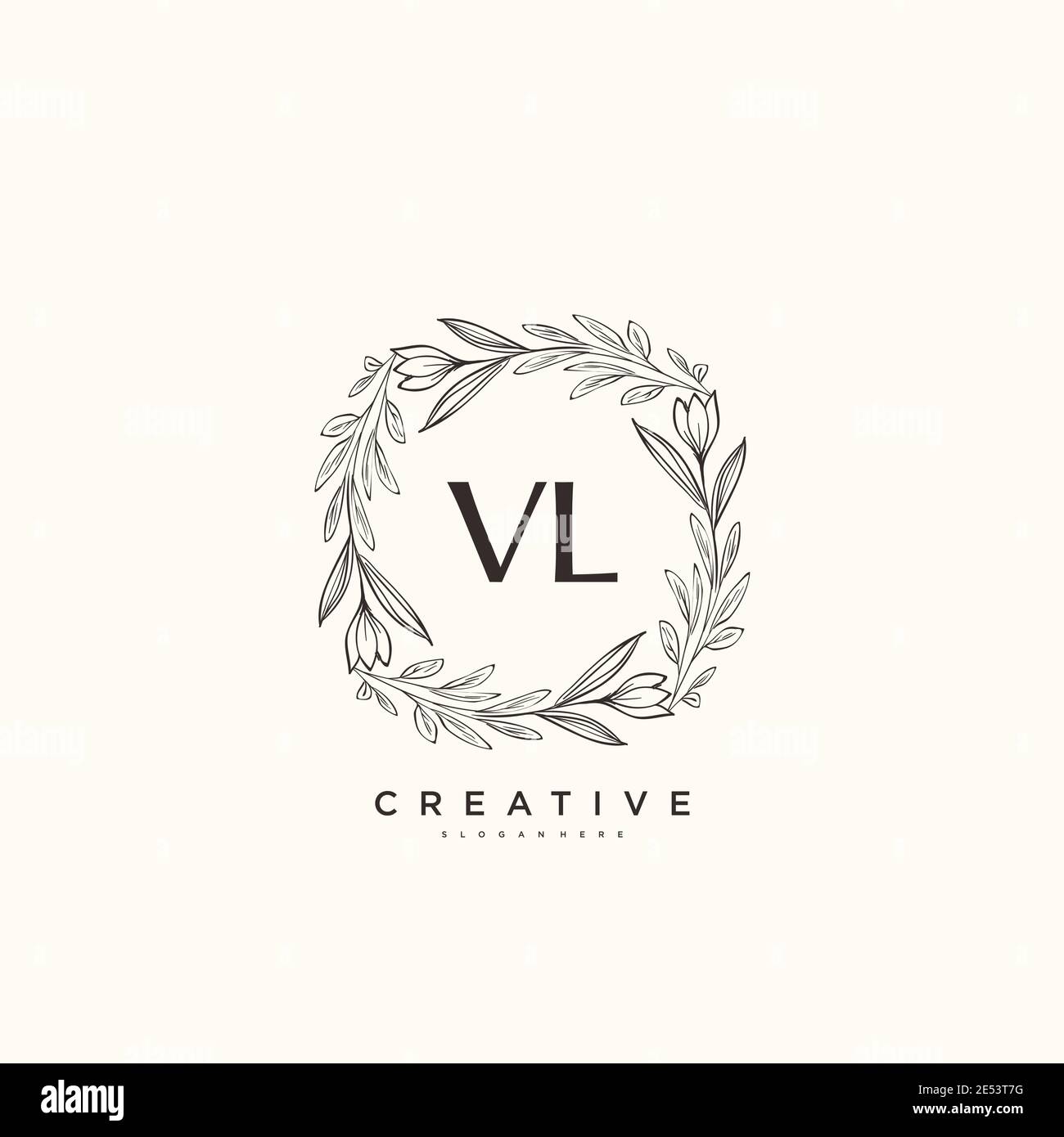 V L VL Beauty vector initial logo, handwriting logo of initial signature,  wedding, fashion, jewerly, boutique, floral and botanical with creative  template for any company or business. Stock-vektor