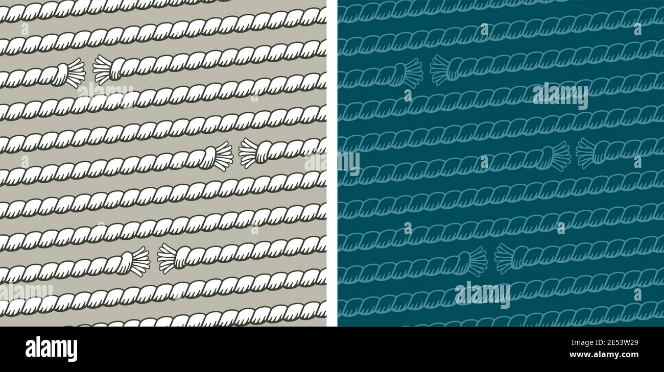 Two different versions of seamless pattern vectors made with laces. Stock Vector
